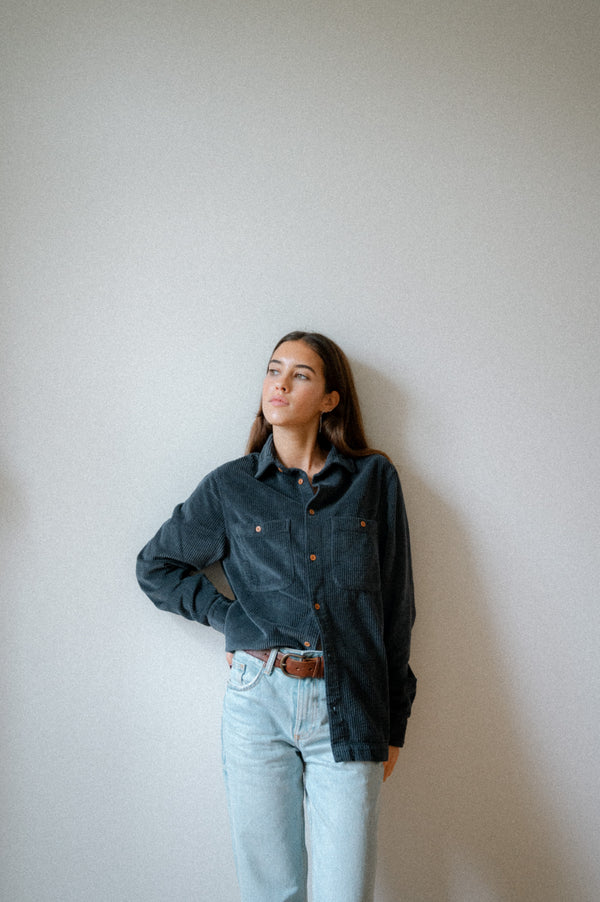 BOMBAZINE OVERSHIRT | NAVY BLUE