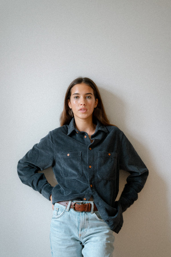 BOMBAZINE OVERSHIRT | NAVY BLUE