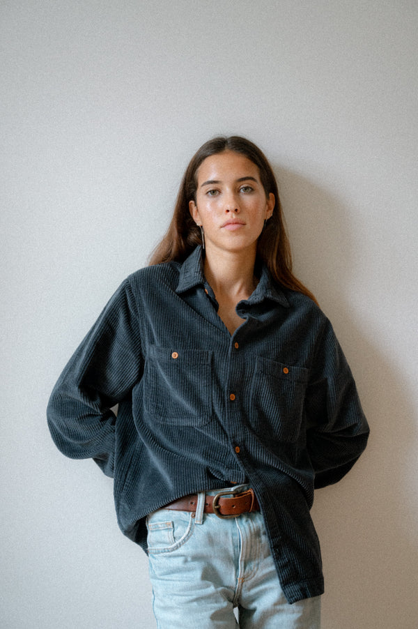 BOMBAZINE OVERSHIRT | NAVY BLUE