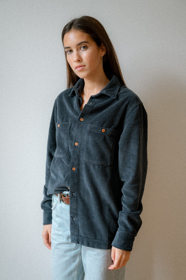 BOMBAZINE OVERSHIRT | NAVY BLUE