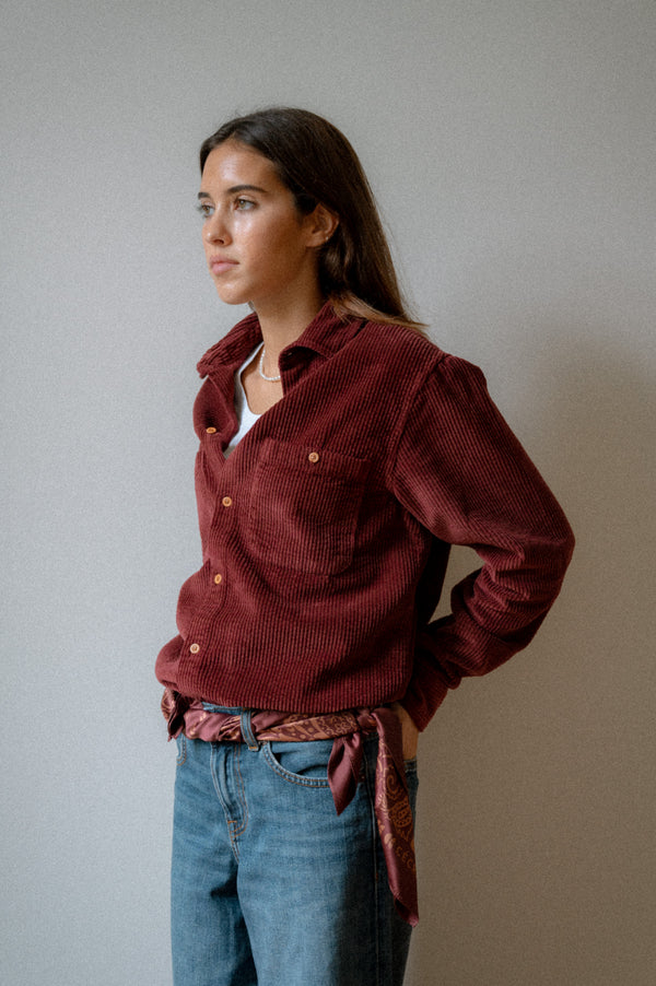BOMBAZINE OVERSHIRT | BORDEAUX