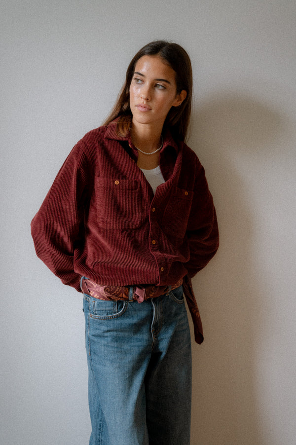 BOMBAZINE OVERSHIRT | BORDEAUX