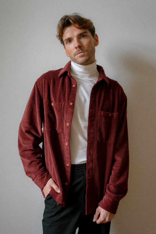 BOMBAZINE OVERSHIRT | BORDEAUX
