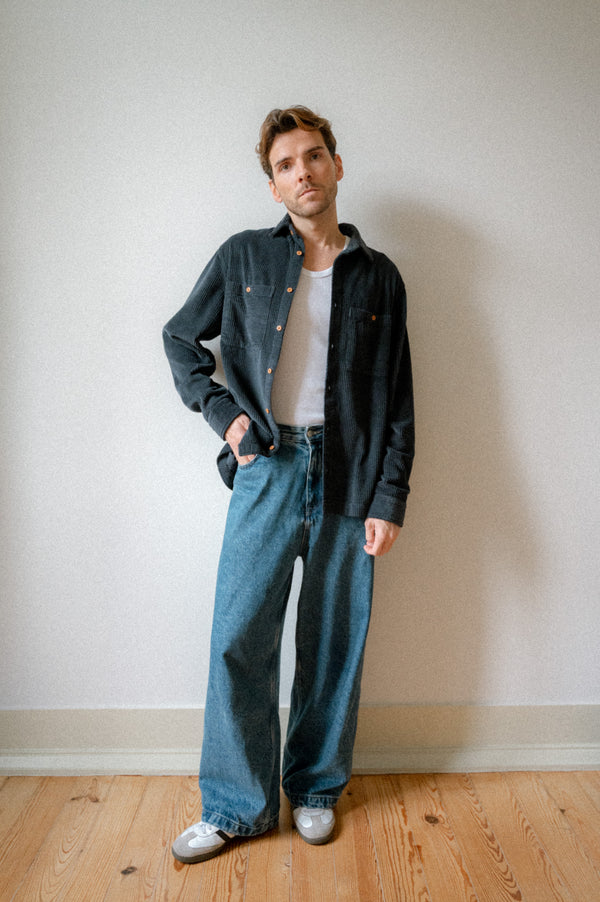 BOMBAZINE OVERSHIRT | NAVY BLUE