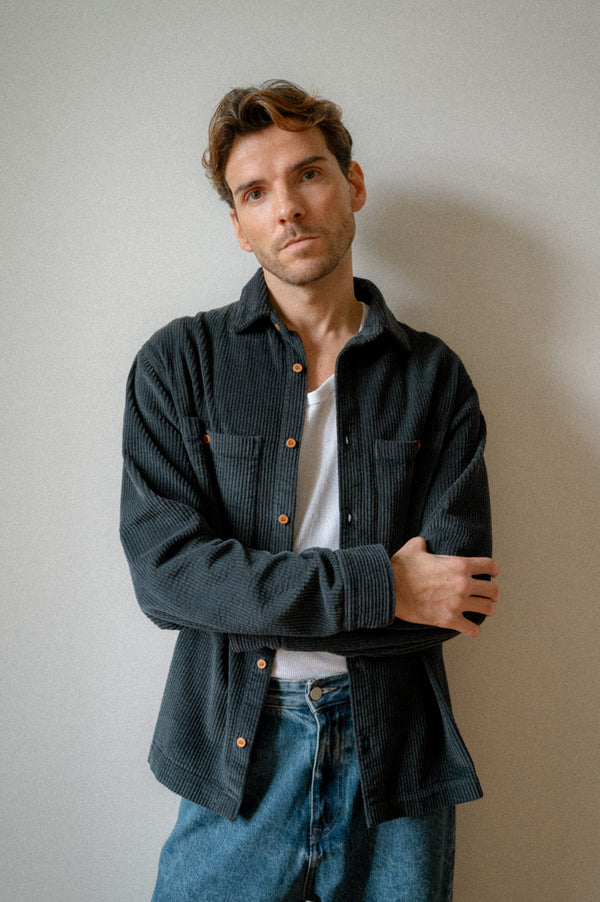 BOMBAZINE OVERSHIRT | NAVY BLUE