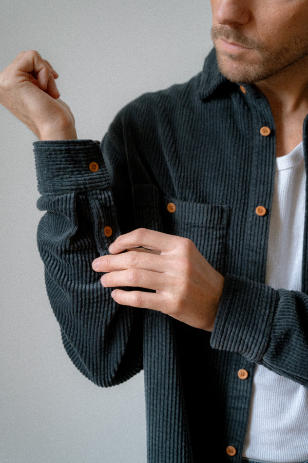 BOMBAZINE OVERSHIRT | NAVY BLUE