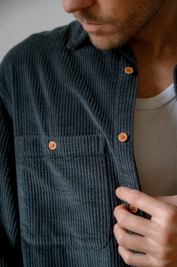 BOMBAZINE OVERSHIRT | NAVY BLUE