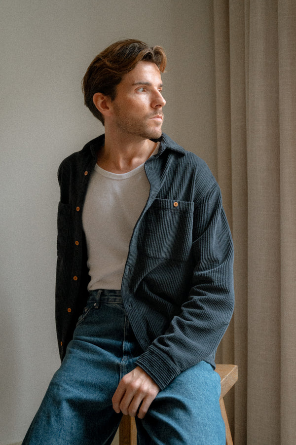 BOMBAZINE OVERSHIRT | NAVY BLUE