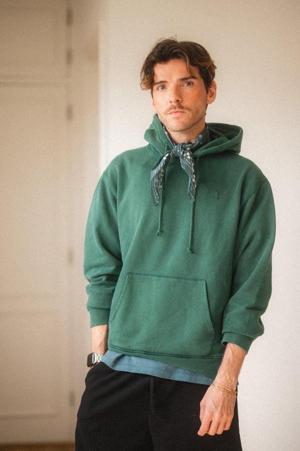 ACID WASH HOODIE | FOREST GREEN