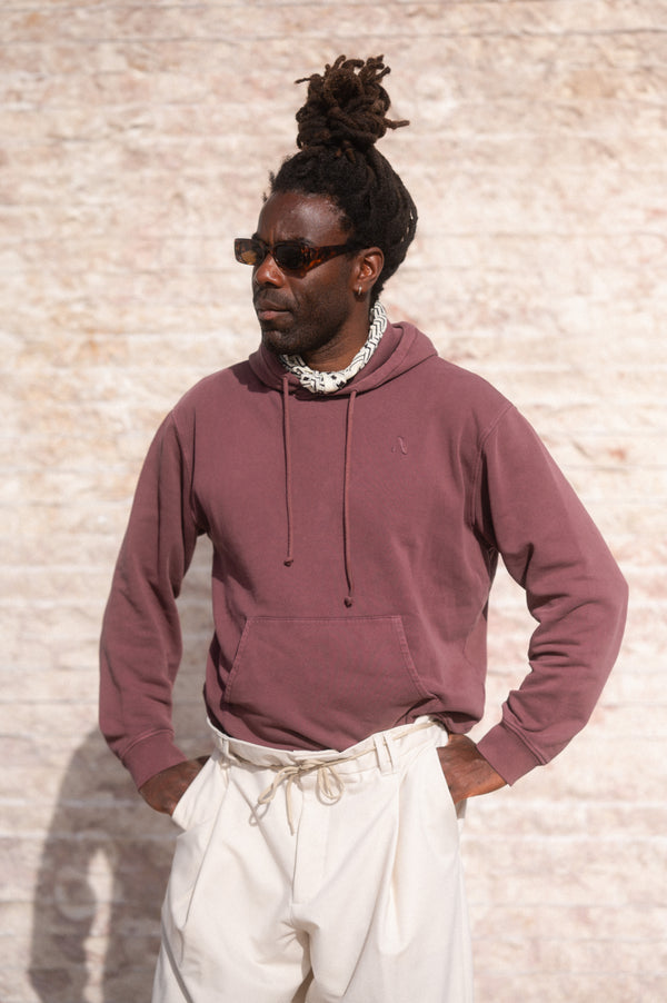 ACID WASH HOODIE | BORDEAUX