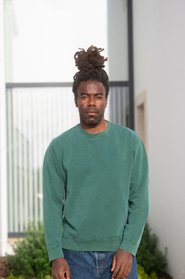 ACID WASH SWEATSHIRT | FOREST GREEN