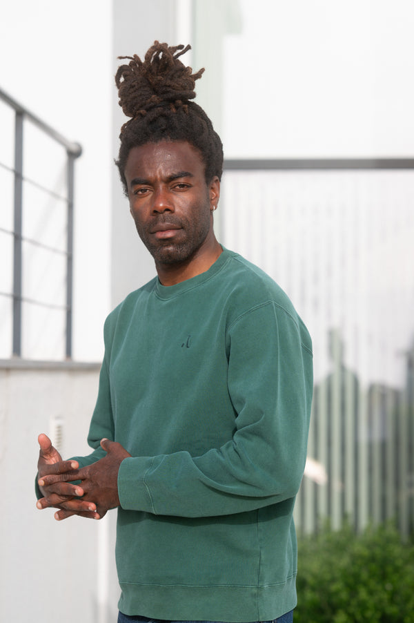 ACID WASH SWEATSHIRT | FOREST GREEN