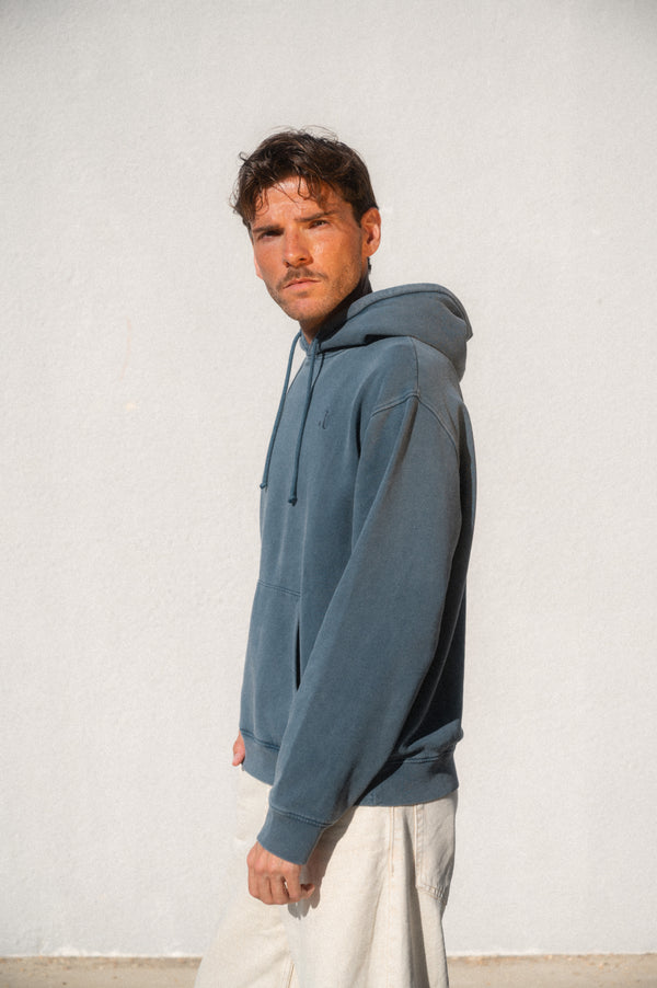 ACID WASH HOODIE | NAVY BLUE