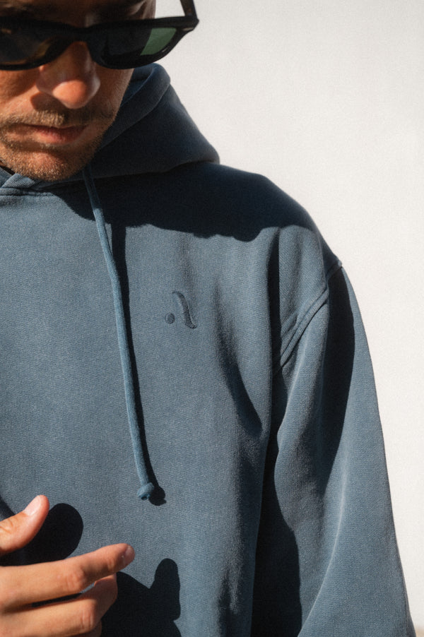 ACID WASH HOODIE | NAVY BLUE