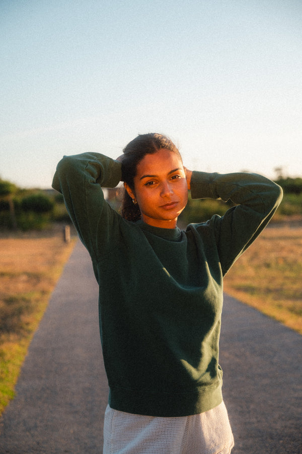 ACID WASH SWEATSHIRT | FOREST GREEN