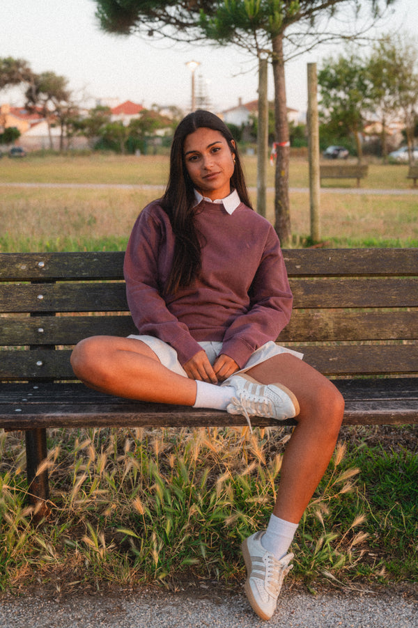 ACID WASH SWEATSHIRT | BORDEAUX