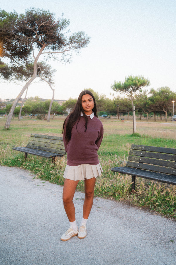 ACID WASH SWEATSHIRT | BORDEAUX