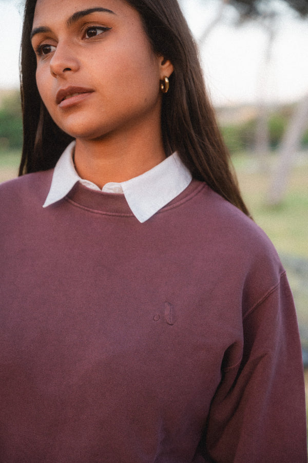 ACID WASH SWEATSHIRT | BORDEAUX