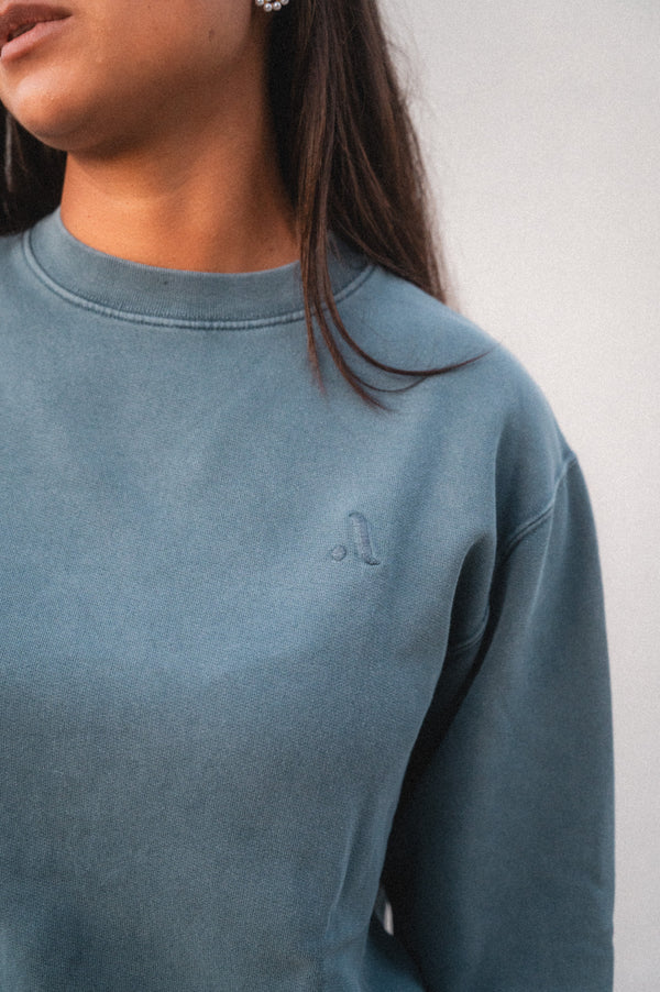 ACID WASH SWEATSHIRT | NAVY BLUE